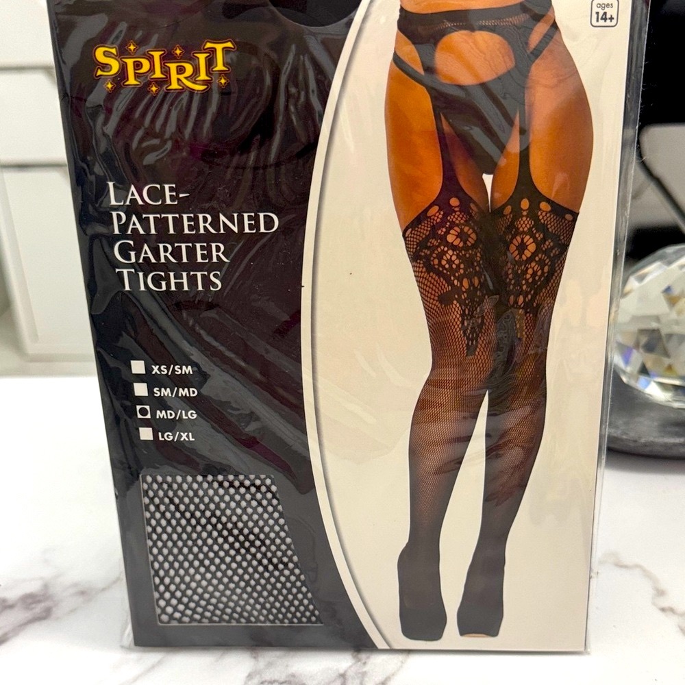 Spirit Black Lace Garter Tights